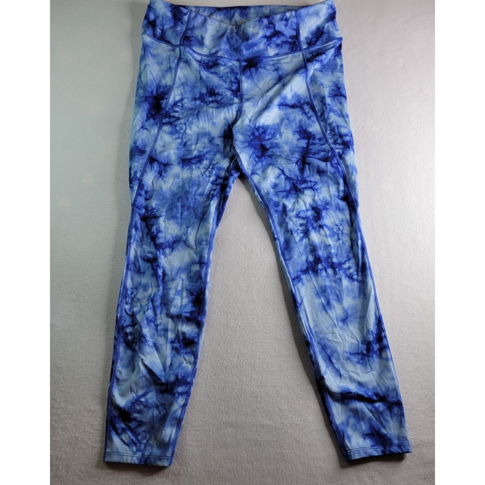 Avia Womens Blue White Tie Dye High Waisted Active Leggings Plus Size 2X XXL 20